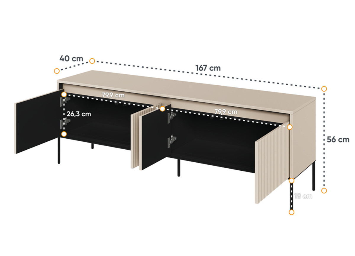 Meuble TV beige sable avec bande led
