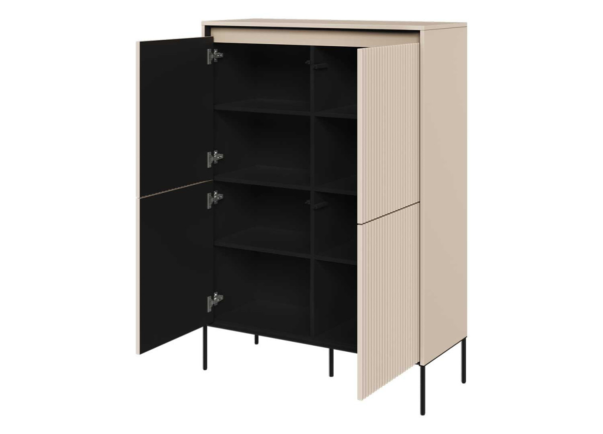 Buffet haut beige sable et intérieur noir