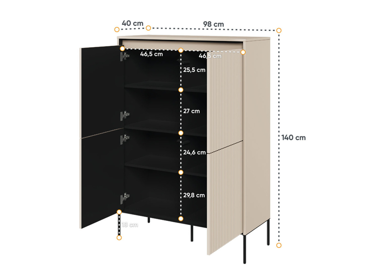 Bahut Beige/Sable avec Éclairage LED