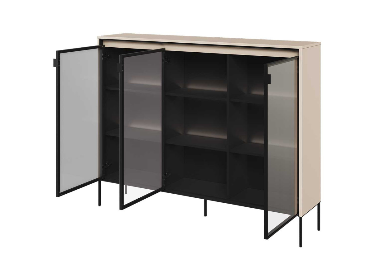 Buffet 3 portes en verre avec éclairage