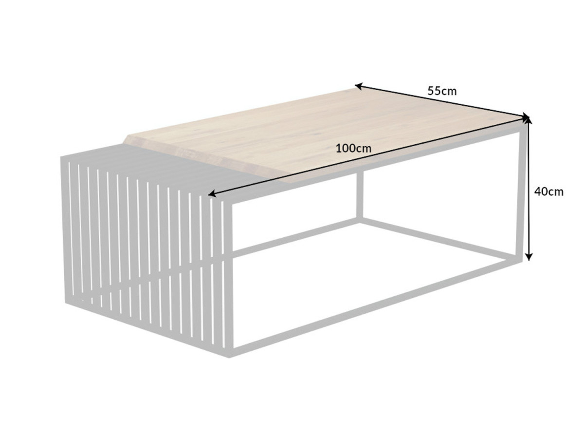 Table basse 100 cm chêne et métal noir moderne