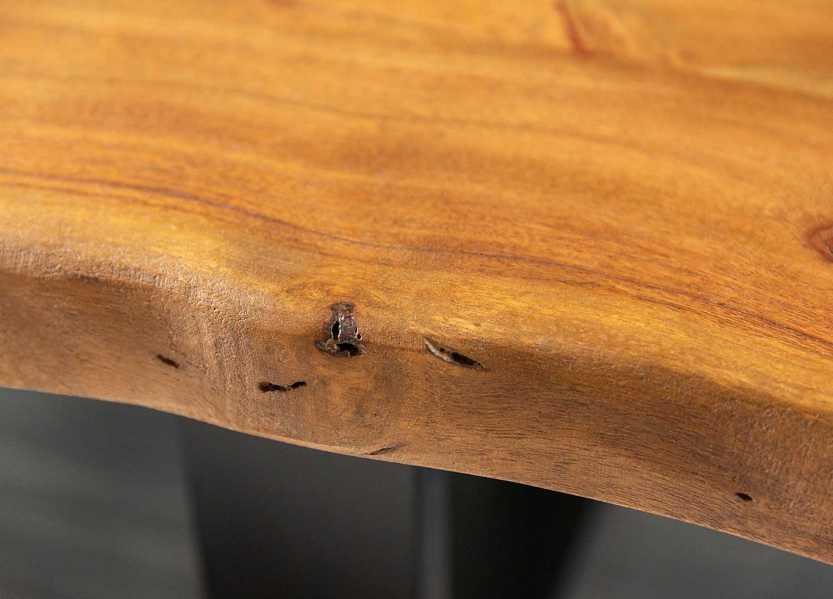 Table Basse 100x60 en Acacia et Pieds Noir