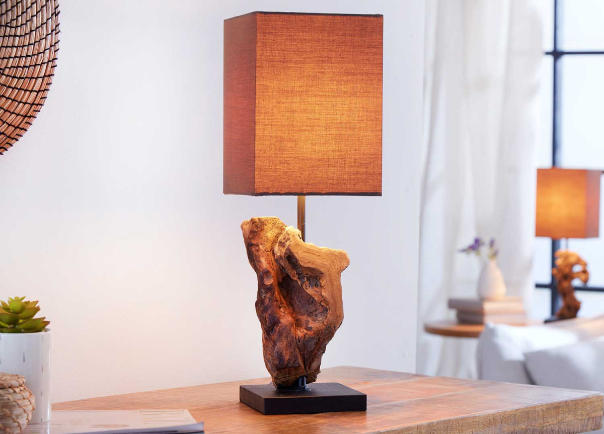 Lot de 2 lampes de table en bois flotté