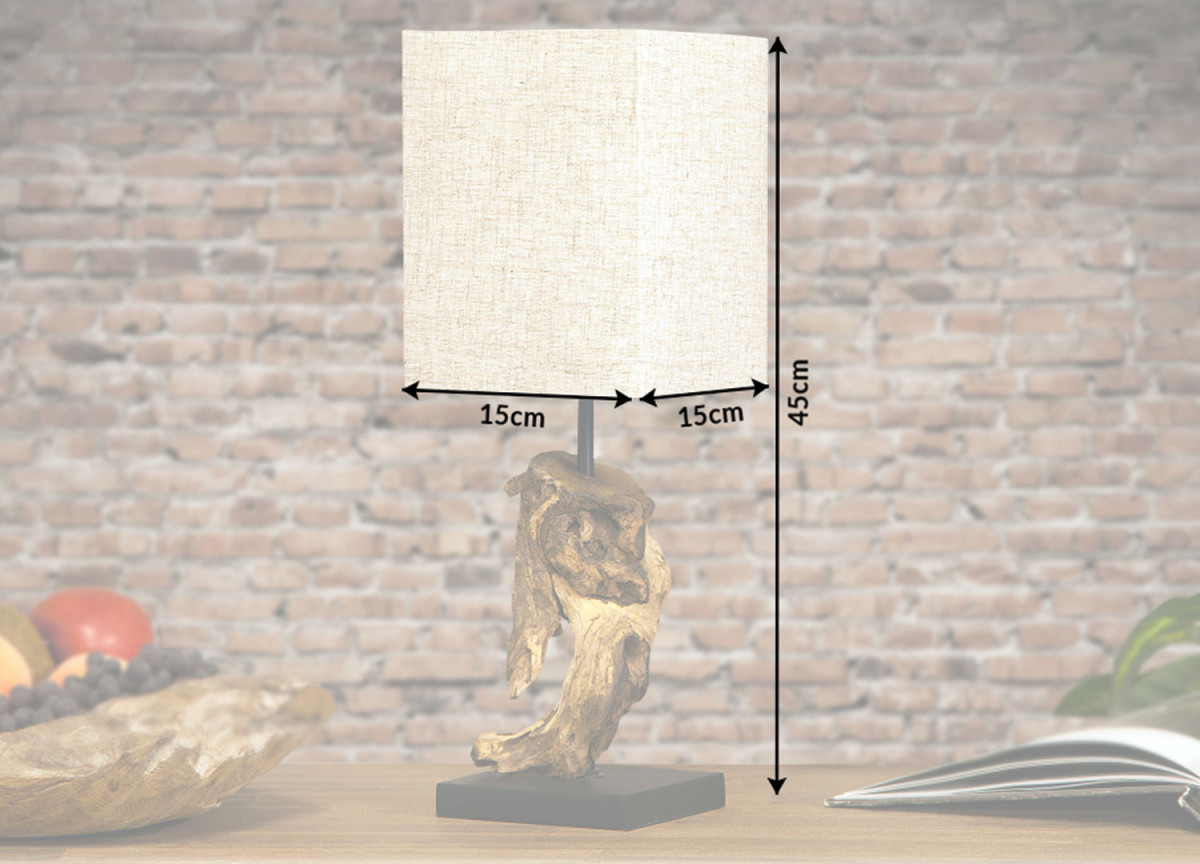 Lampes à poser lin beige et bois flotté