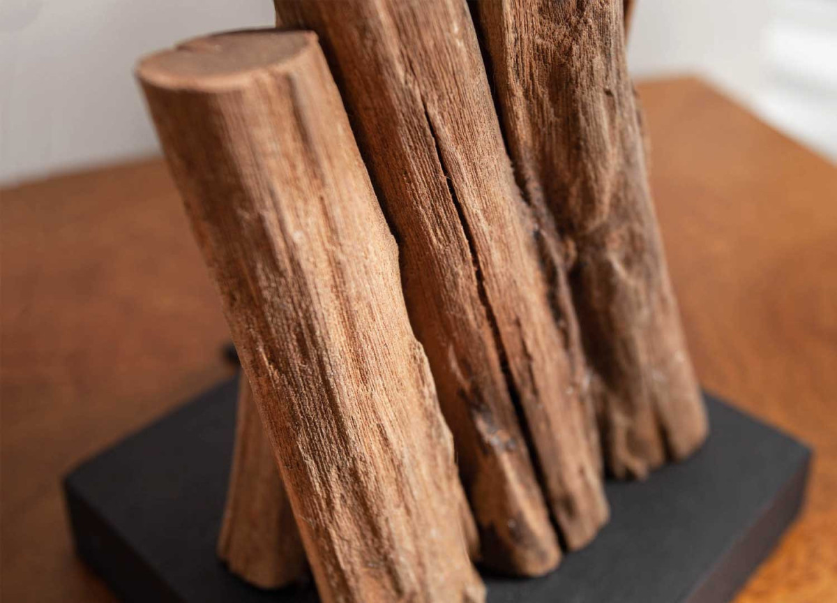 2 Lampes décoratives en bois et lin