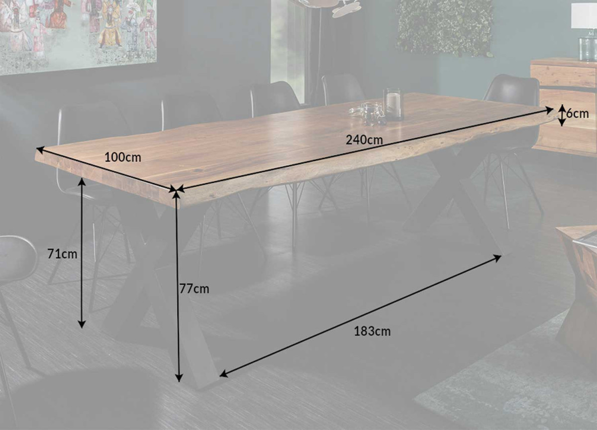 Table à Manger en Bois Massif et Métal de Haute Qualité
