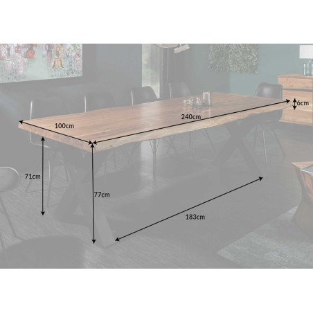 Table à Manger en Bois Massif et Métal de Haute Qualité