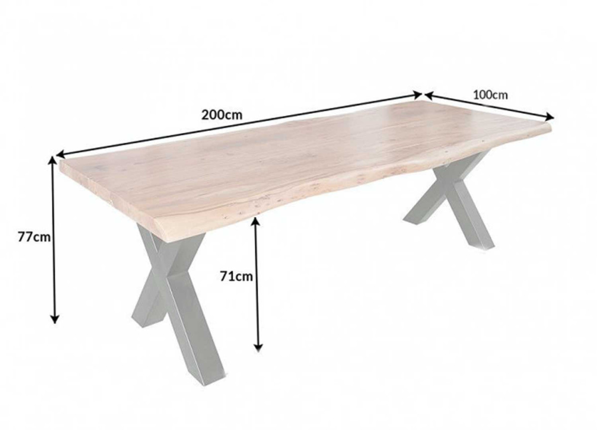 Table à Manger en Bois Massif et Métal de Haute Qualité