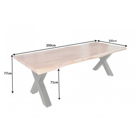 Table à Manger en Bois Massif et Métal de Haute Qualité