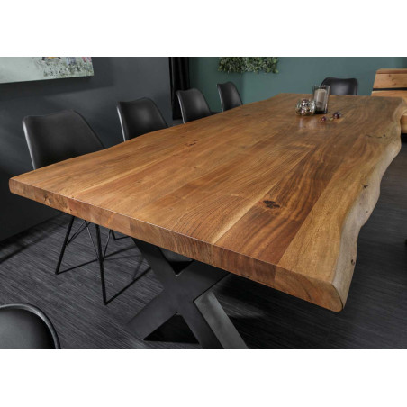 Table à Manger en Bois Massif et Métal de Haute Qualité