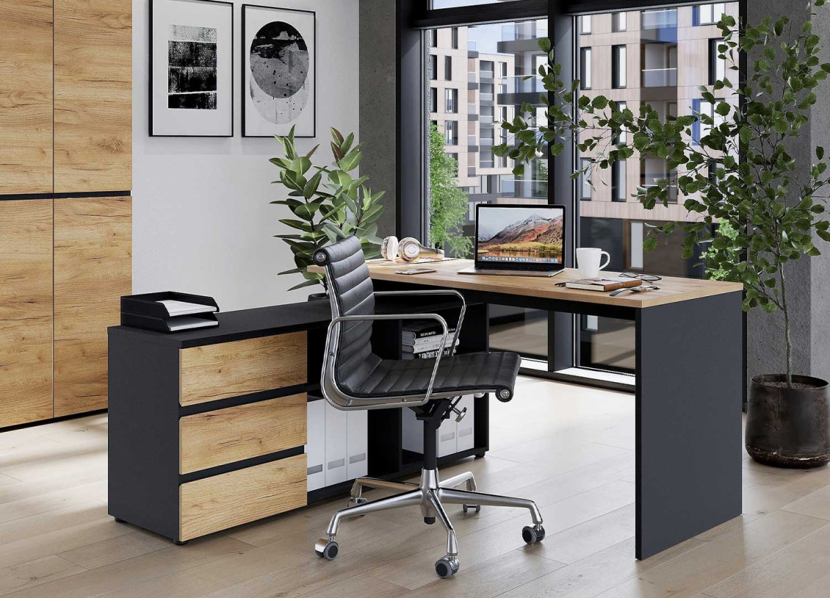 Bureau en bois et gris graphite