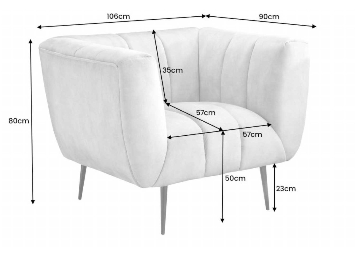 Fauteuil de salon en velours champagne