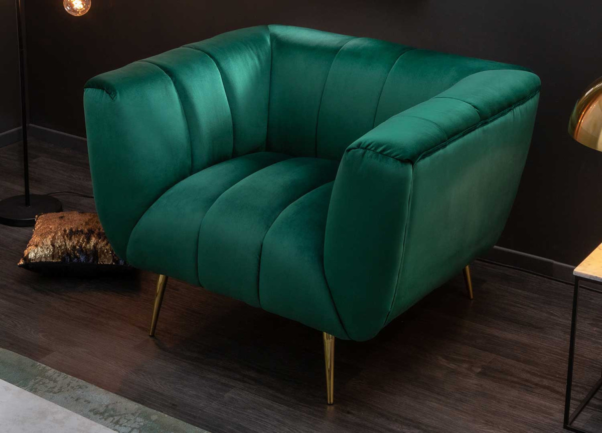 Fauteuil de salon vert velours