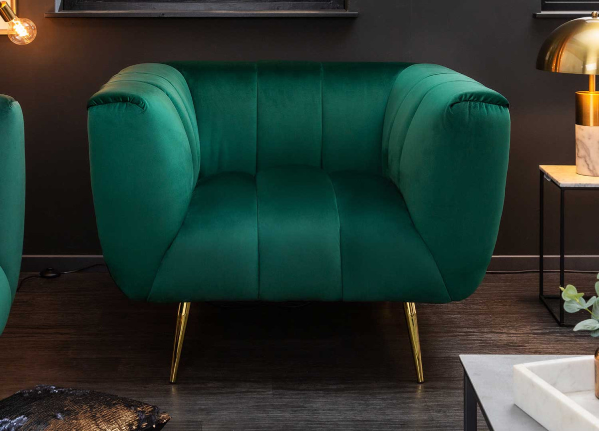 Fauteuil de salon vert velours