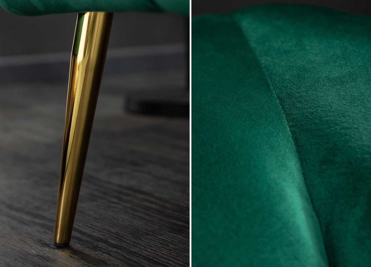 Fauteuil salon Vert Sapin et Pieds Dorés