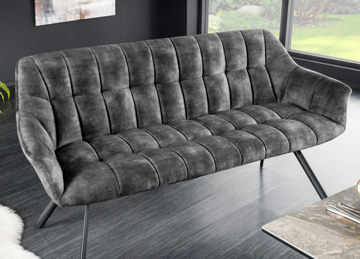 Banquette design en velours gris