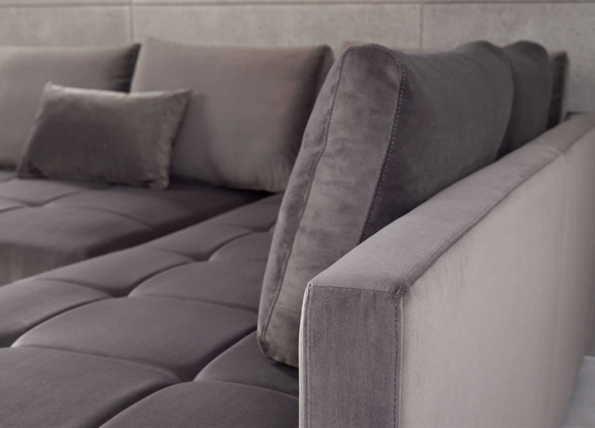 Canapa d'Angle en Velours Gris