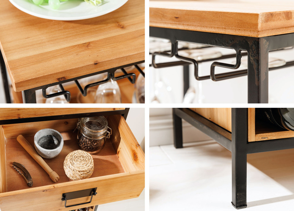 Meuble casier à vin bois et métal