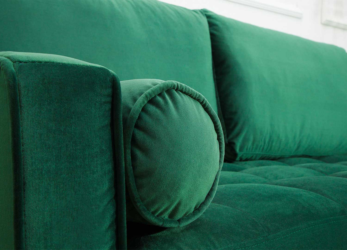 Canapé d'Angle Rétro Moderne Velours Vert Émeraude
