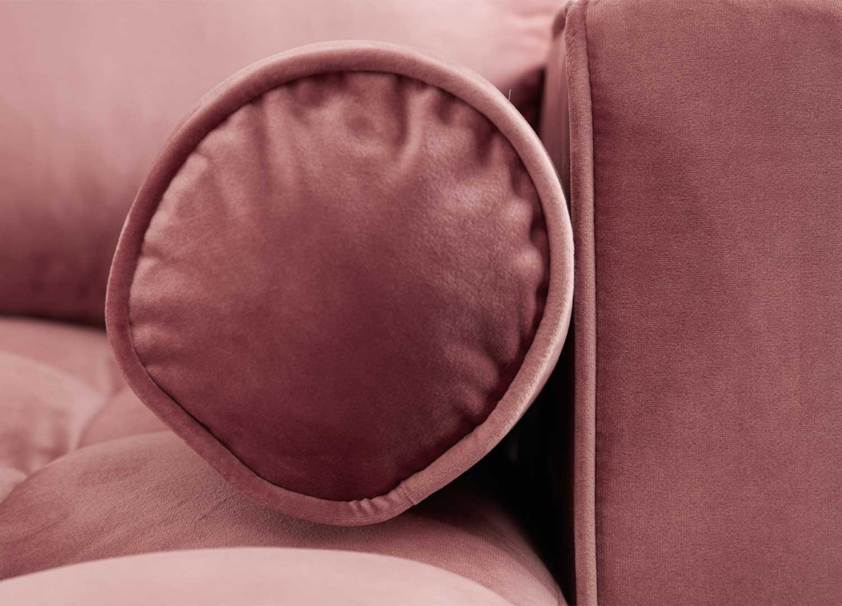 Canapé en Velours Vieux Rose avec un Angle