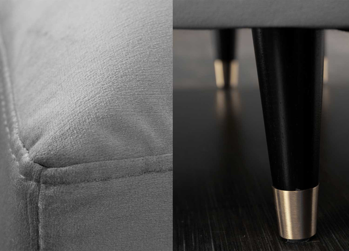 Canapé d'Angle Velours Matelassé Gris