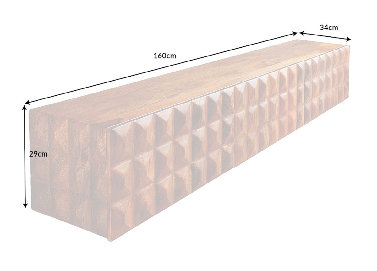 Meuble TV Mural 160 cm en Bois Massif
