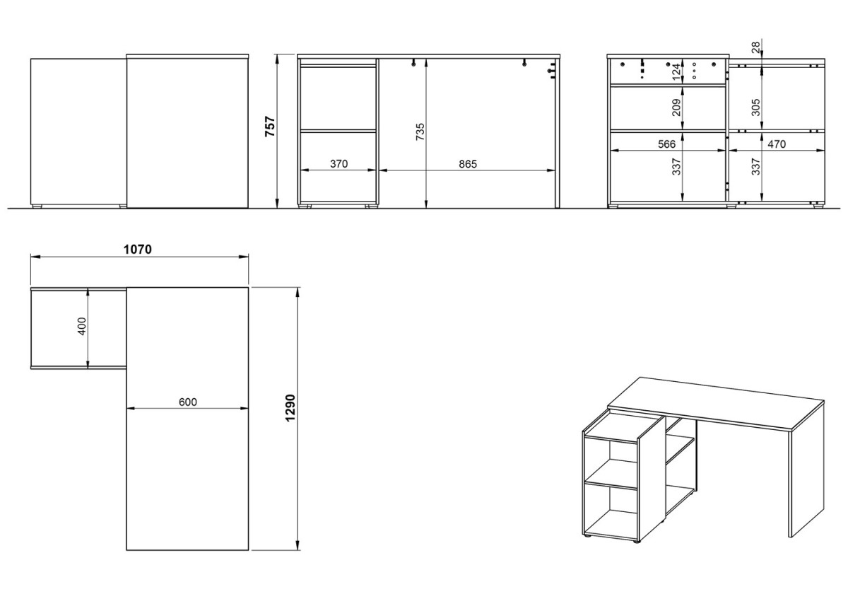 Bureau d'angle avec rangement