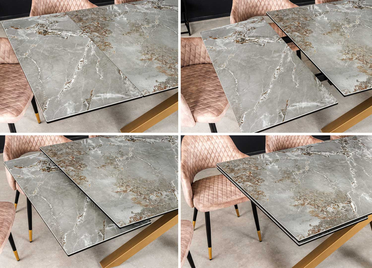 Table extensible céramique et pieds cuivré
