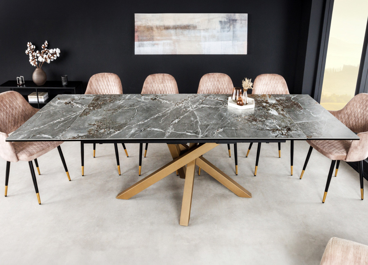 Table extensible céramique et pieds cuivré