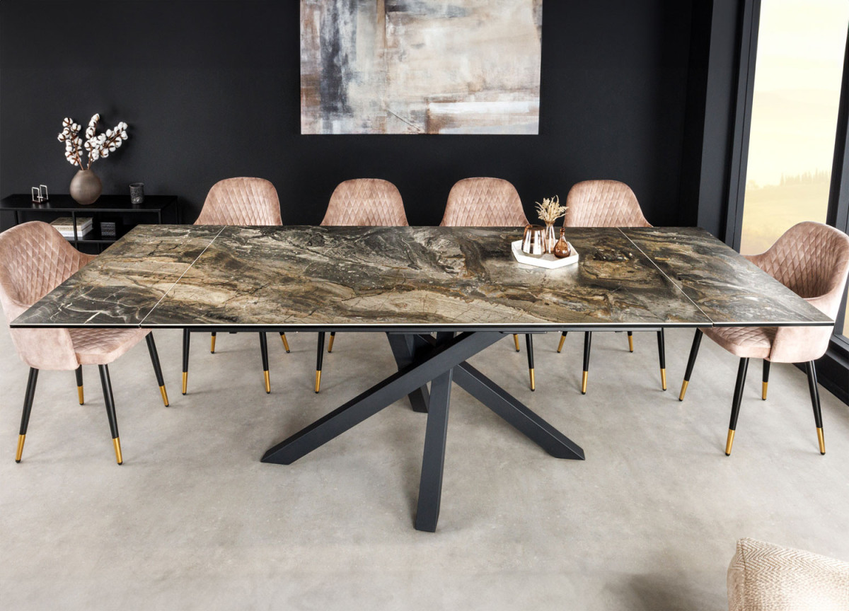 Table de repas contemporaine en céramique extensible