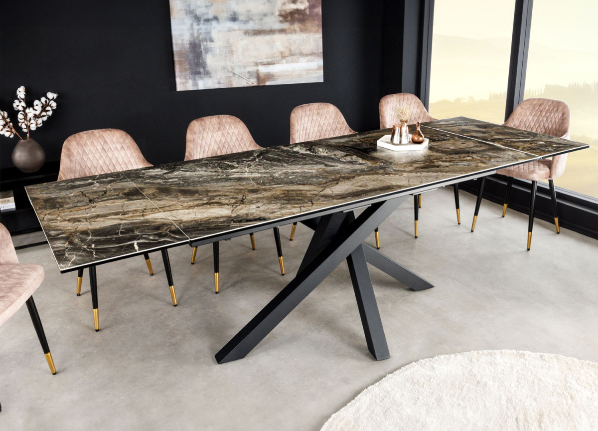 Table de repas contemporaine en céramique extensible