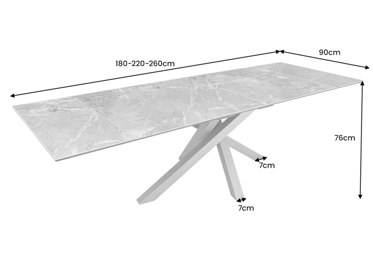 Table à manger avec allonges 180 à 260 cm