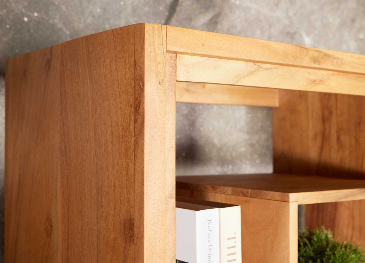 Bibliothèque Asymétrique en Bois d'Acacia Massif