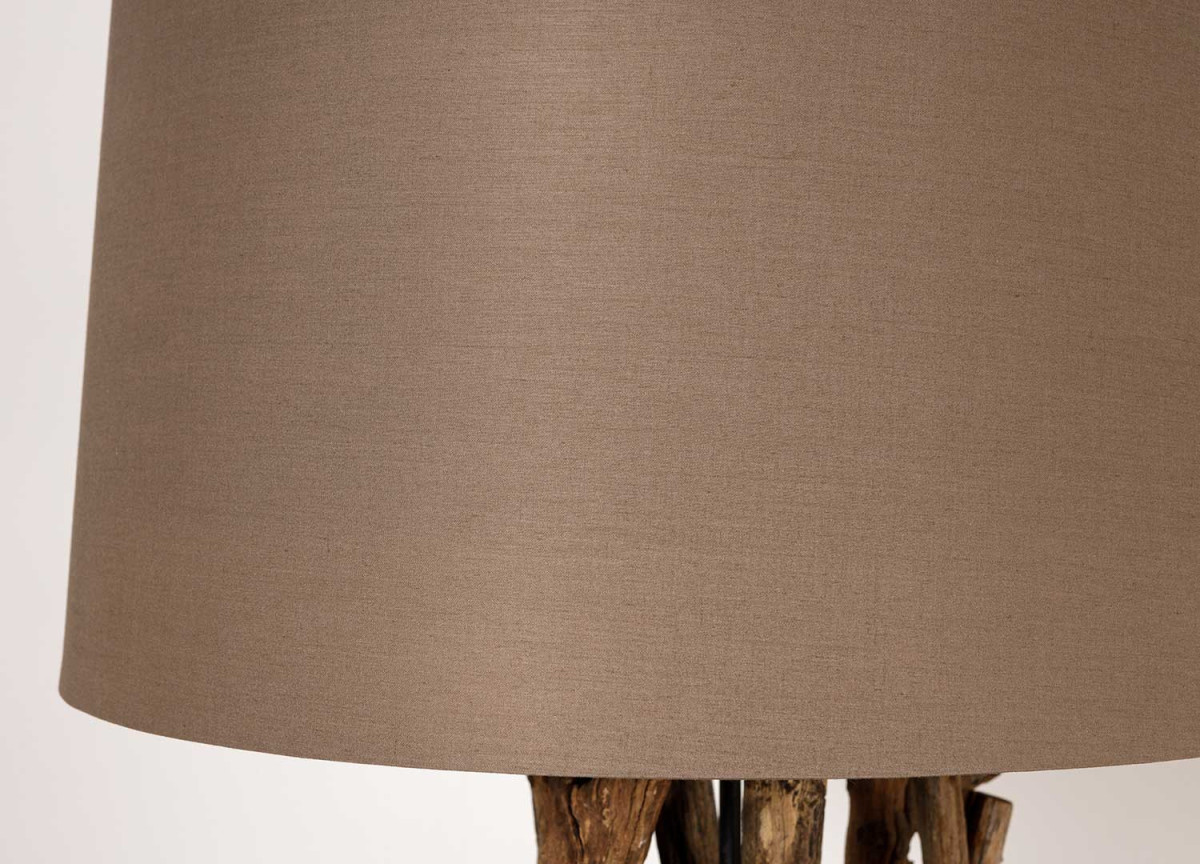 Grande Lampe sur Pied en Teck et Lin