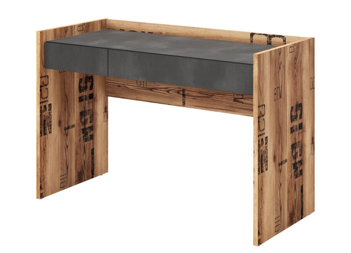 Bureau 2 tiroirs bois et acier 120 cm