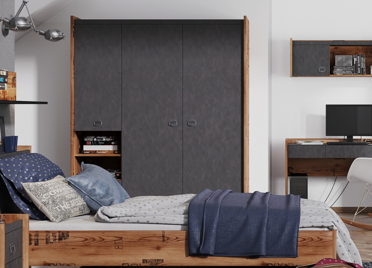 Armoire 150 cm chambre ado style industriel