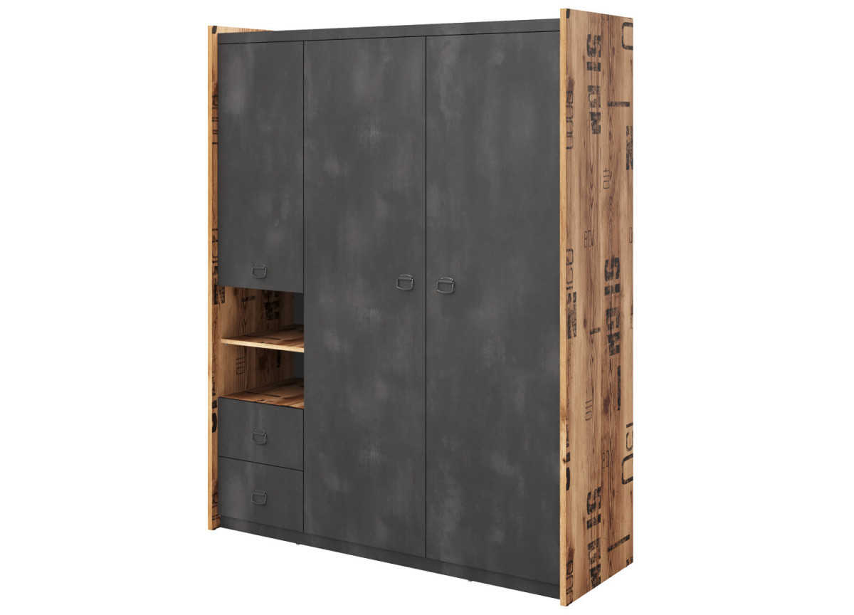 Armoire 150 cm chambre ado style industriel