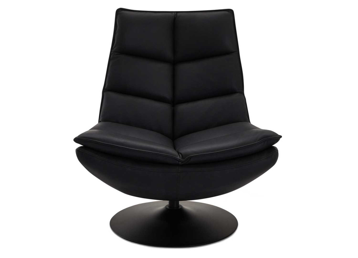 Fauteuil relax pivotant en cuir noir