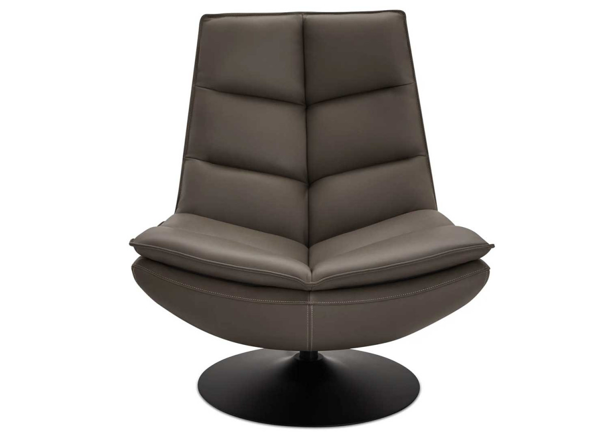 Fauteuil relax pivotant en cuir gris taupe