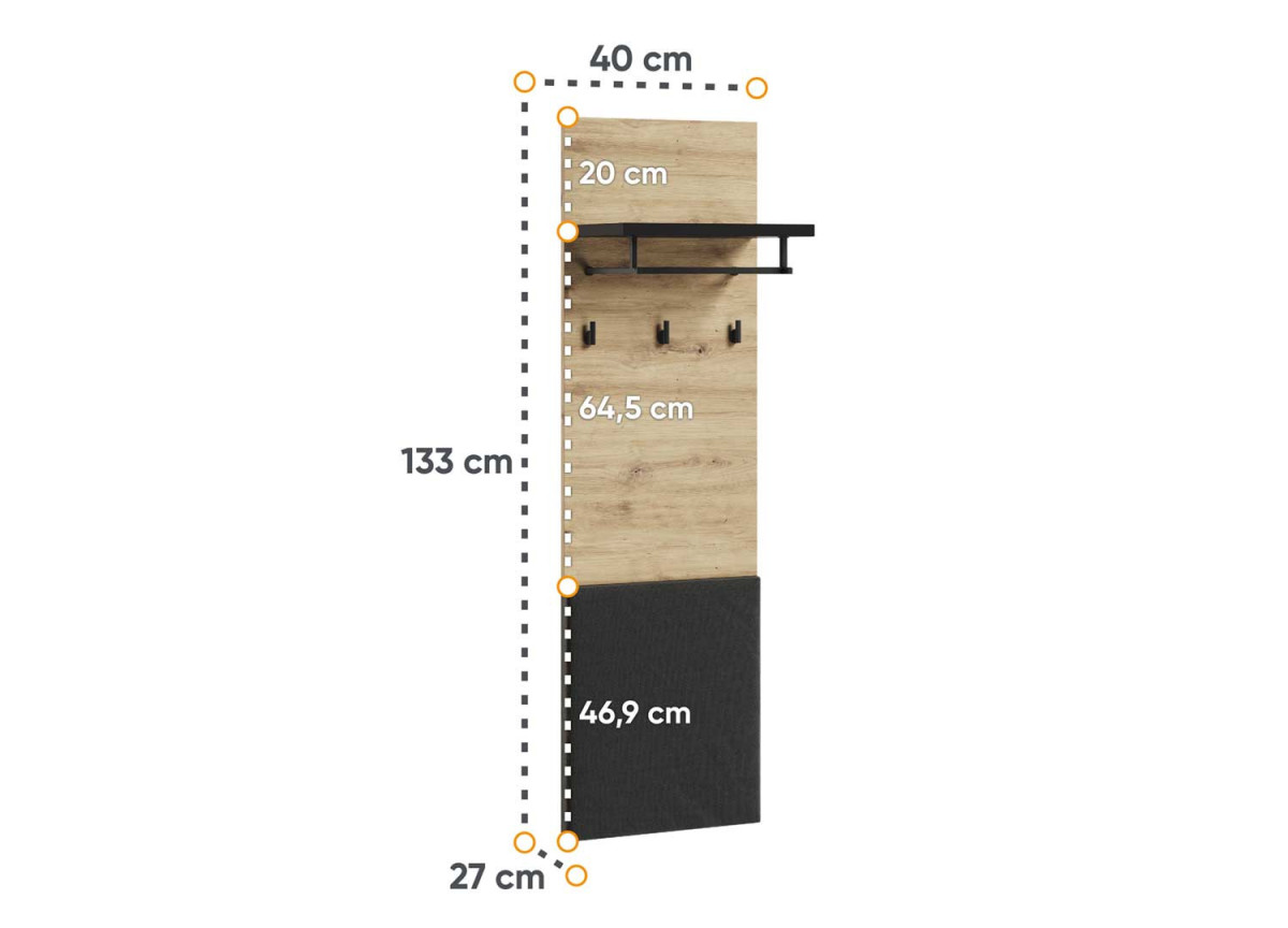 Mobilier d'entrée bois et noir pour manteaux et chaussures