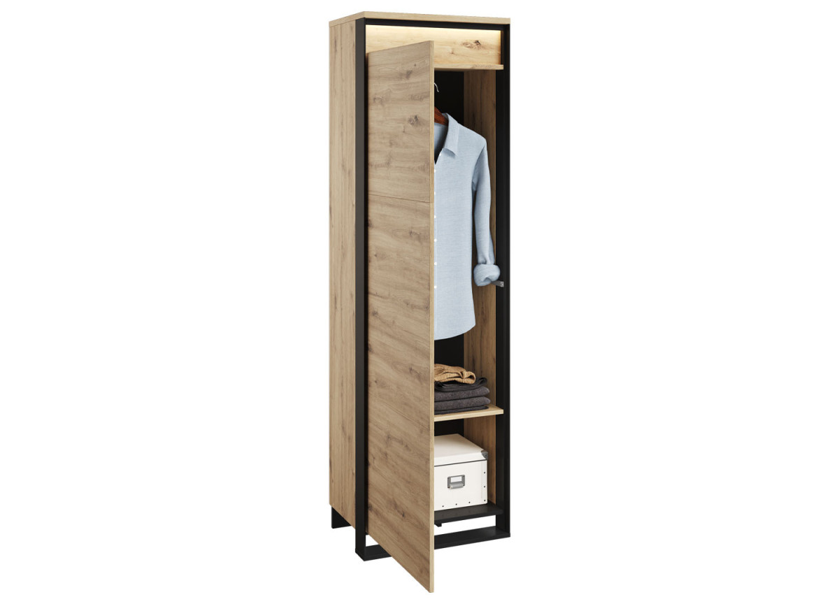 Mobilier d'entrée bois et noir pour manteaux et chaussures