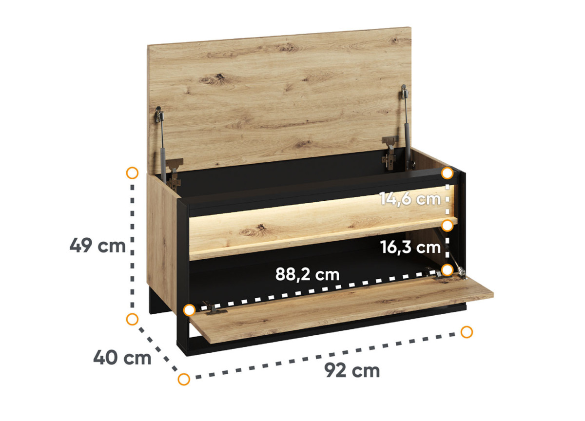 Mobilier d'entrée bois et noir pour manteaux et chaussures