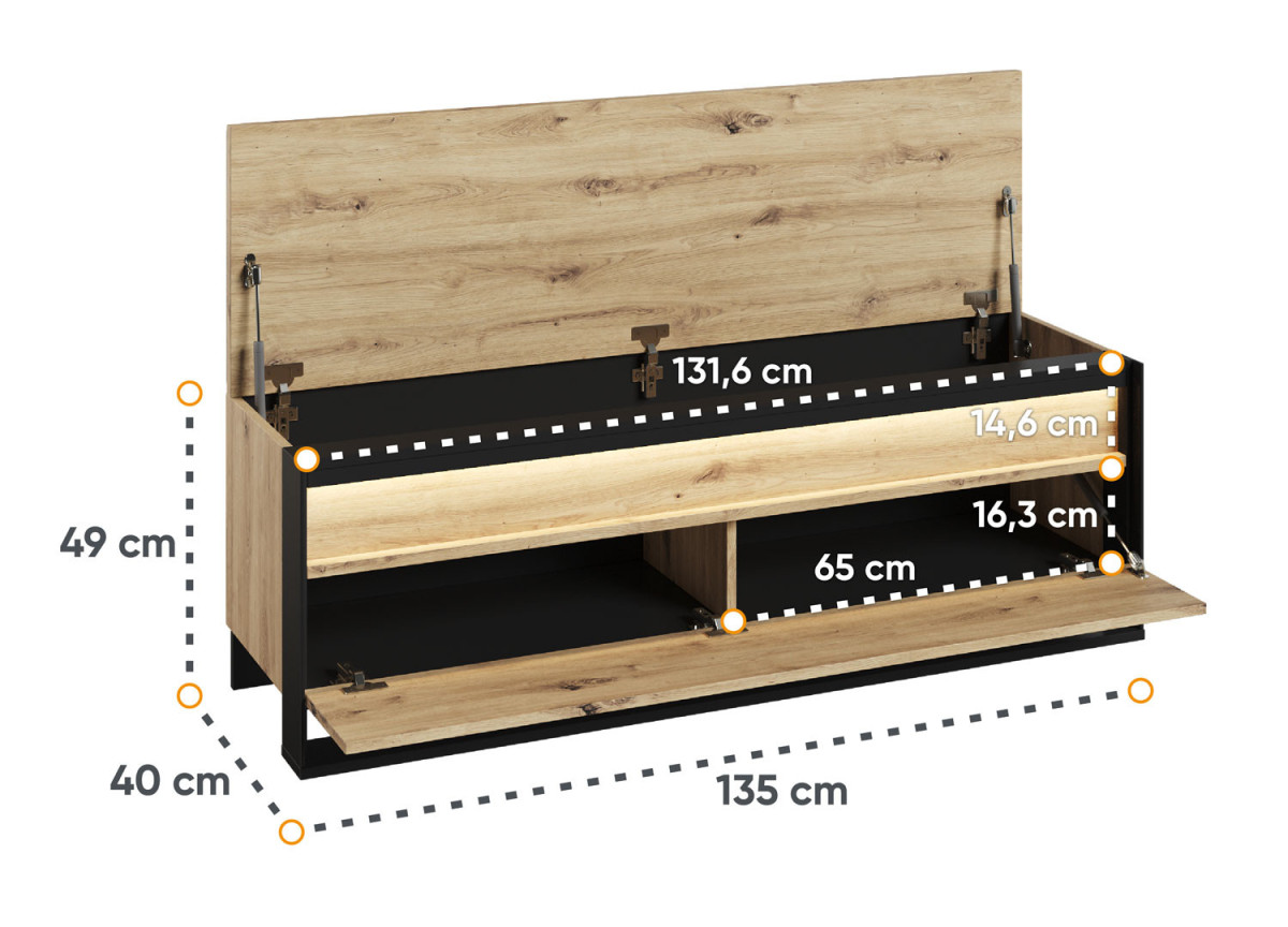 Banc coffre d'entrée bois et noir