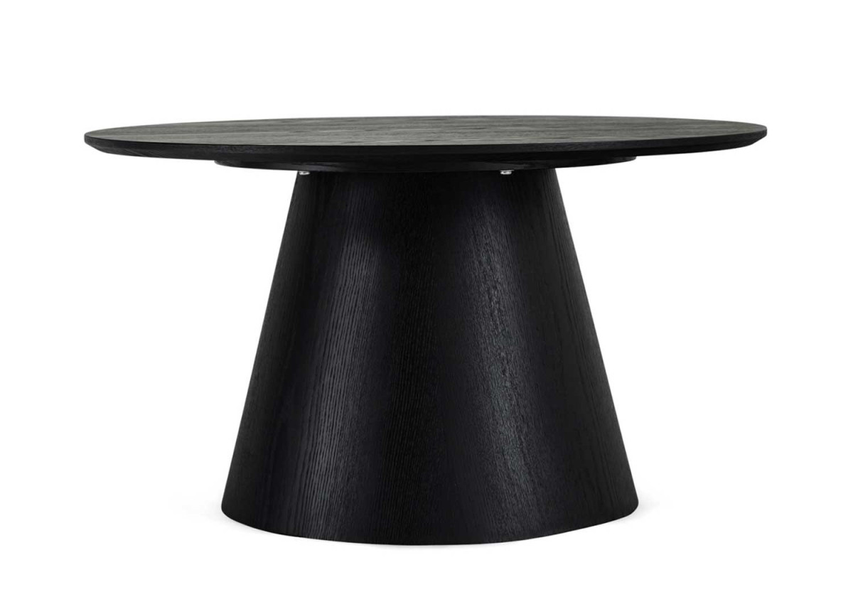 Table basse ronde en bois plaqué noir moderne