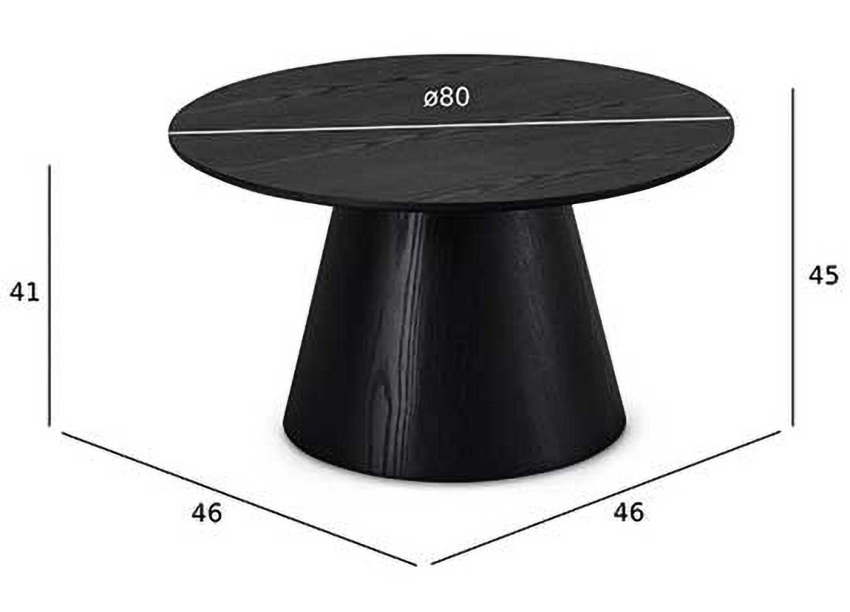 Table basse ronde 80 cm Chêne noir