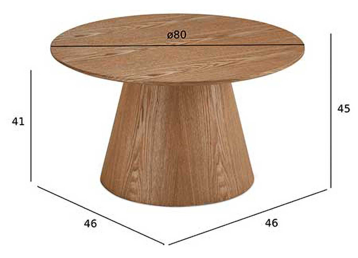 Table basse ronde design 80 cm Chêne