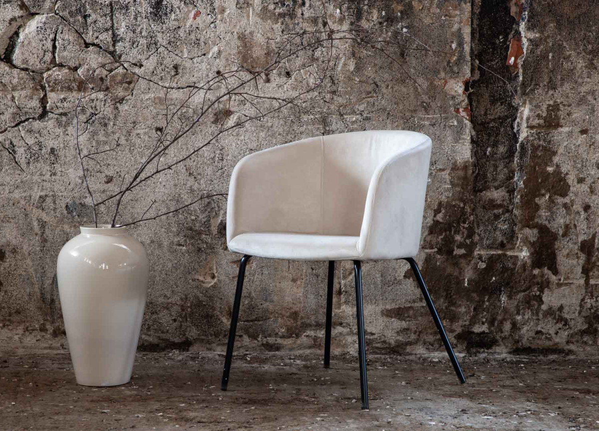 Lot de 2 chaises en velours et métal noir