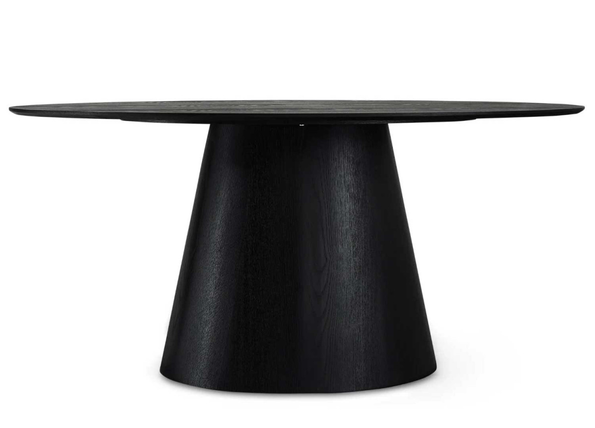Table salle à manger ovale 160 cm Chêne noir