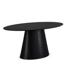 Table salle à manger ovale 160 cm Chêne noir