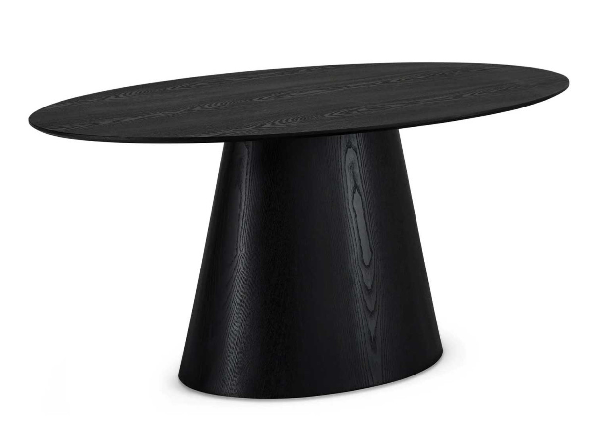 Table salle à manger ovale 160 cm Chêne noir